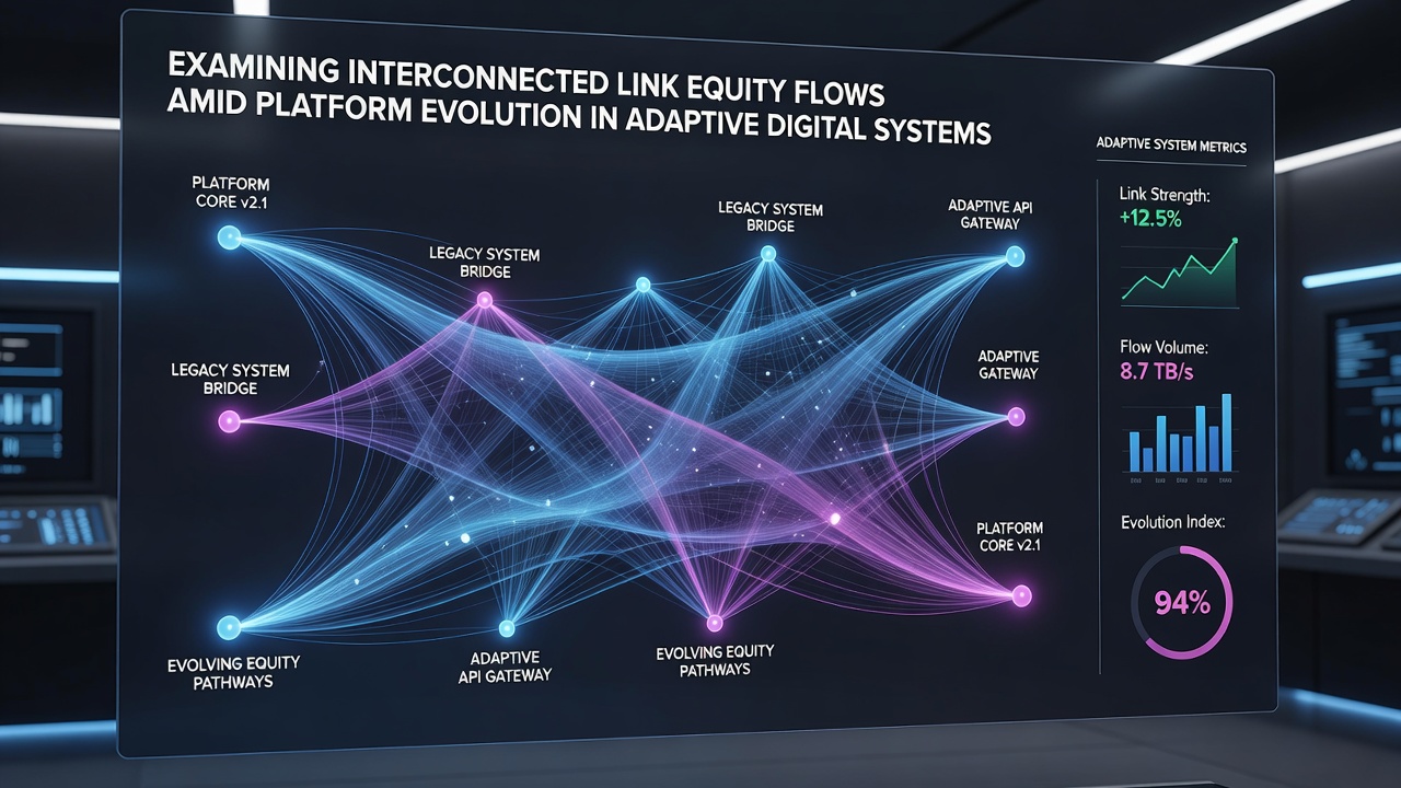 Diagram showing equity flow pathways between interconnected sites during platform algorithm transitions